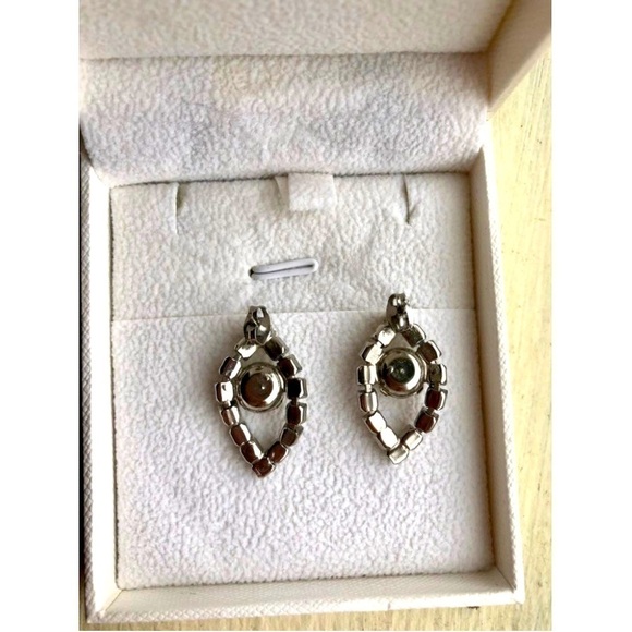 Vintage 80s Rhinestone Teardrop Earrings Posts - Picture 3 of 8